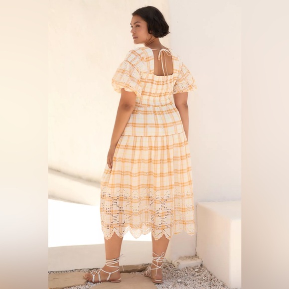 Anthropologie Puff-Sleeve Eyelet Midi Dress - Picture 5 of 15